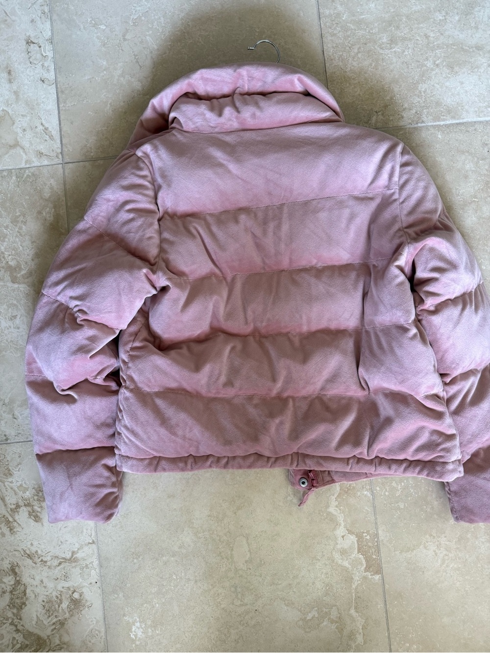 Abercrombie & Fitch Velvet Puffer Jacket Blush Rose Pink Women’s Medium - Picture 3 of 6